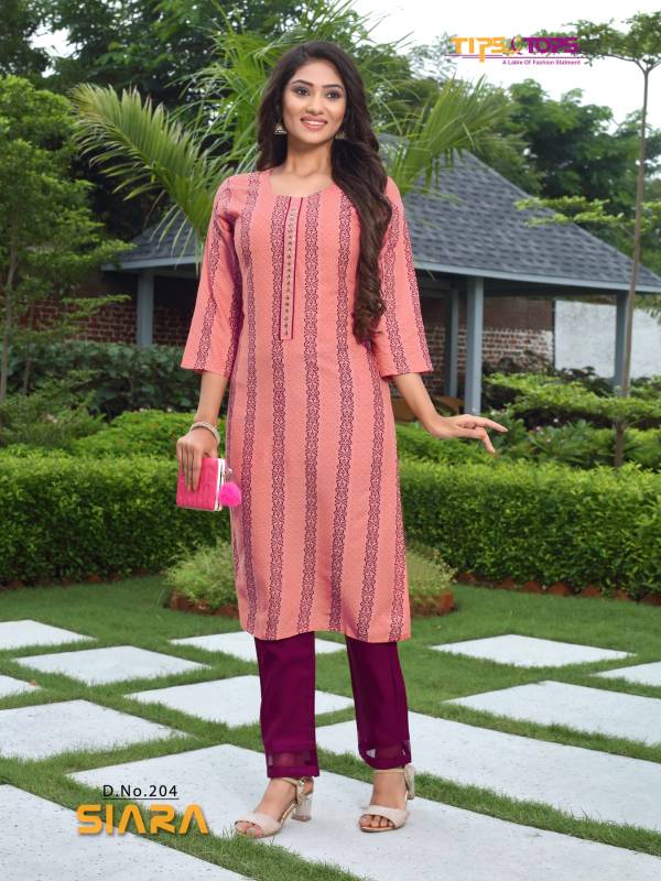 TIPS TOPS SIARA 2 Fancy Regular Wear Rayon Printed Kurti With Bottom Collection